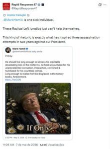 casa-branca-chama-mark-hamill-de-‘doente’-apos-ator-publicar-imagem-de-ia-de-trump-em-tumulo;-artista-apagou-post-e-se-desculpou