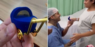 gravida-e-surpreendida-com-pedido-de-casamento-na-maternidade-e-diz-‘sim’-antes-de-dar-a-luz;-assista