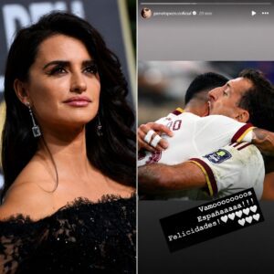 penelope-cruz-vai-ao-jogo-com-javier-bardem-e-comemora-vitoria-da-espanha-sobre-a-franca:-‘felicidades!’