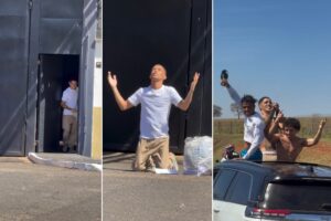 video:-buzeira-e-aplaudido-por-fas-e-se-ajoelha-para-agradecer-saida-de-presidio-no-interior-de-sp