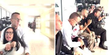 ceo-de-conselho-de-moda-dos-eua-puxa-e-tapa-a-boca-de-manifestante-dos-direitos-dos-animais-durante-desfile;-ele-deixou-o-cargo